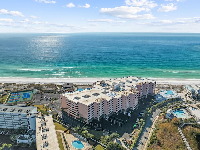 aerial view with a beach view and a water view