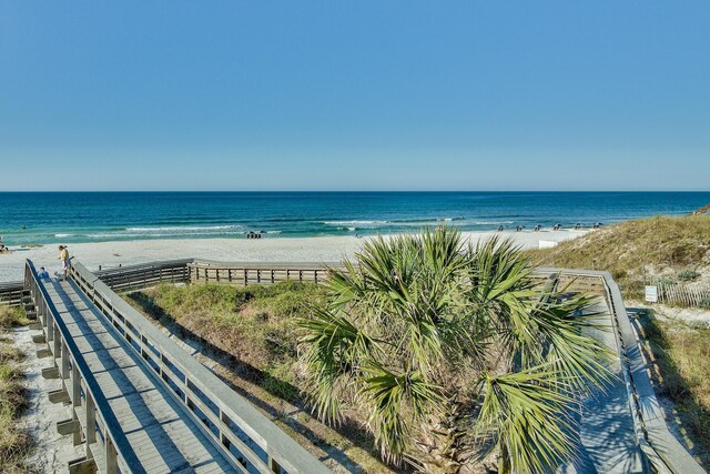 property view of water with a beach view