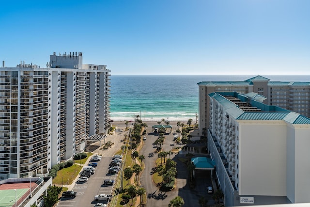 property view of water featuring a view of the beach