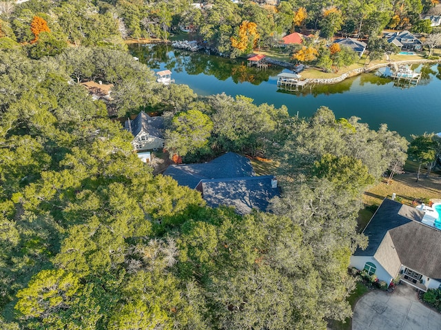 bird's eye view featuring a water view