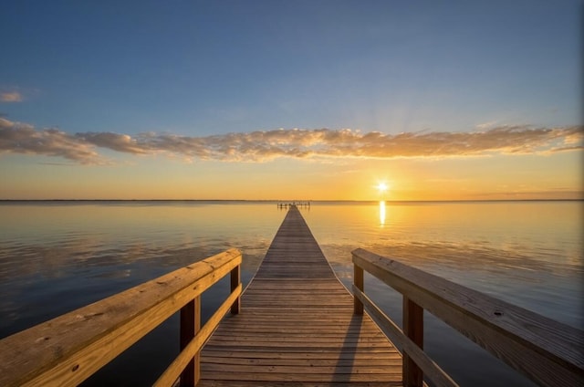 view of dock featuring a water view