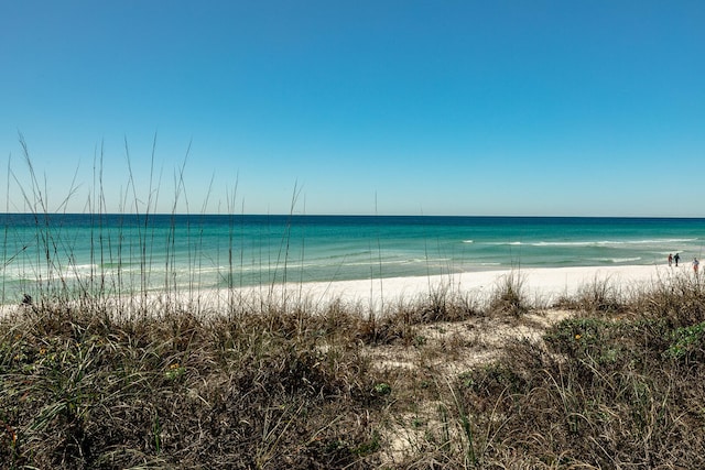 property view of water featuring a beach view