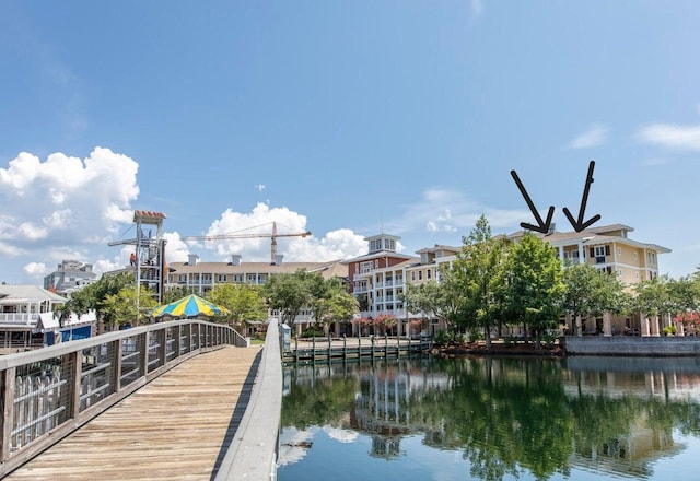 view of dock featuring a water view