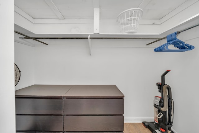 walk in closet featuring light hardwood / wood-style floors