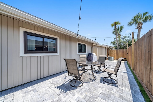 view of patio / terrace featuring central AC unit