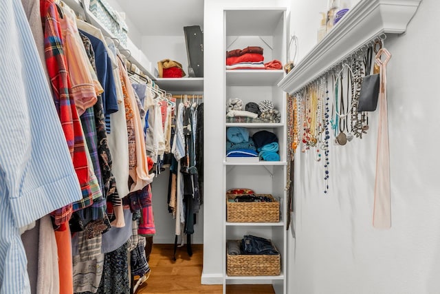 spacious closet featuring hardwood / wood-style flooring