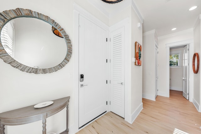 entrance foyer with light wood-type flooring