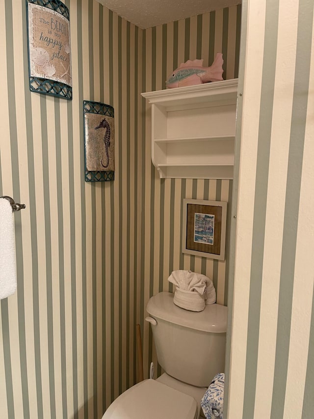 bathroom with toilet and a textured ceiling