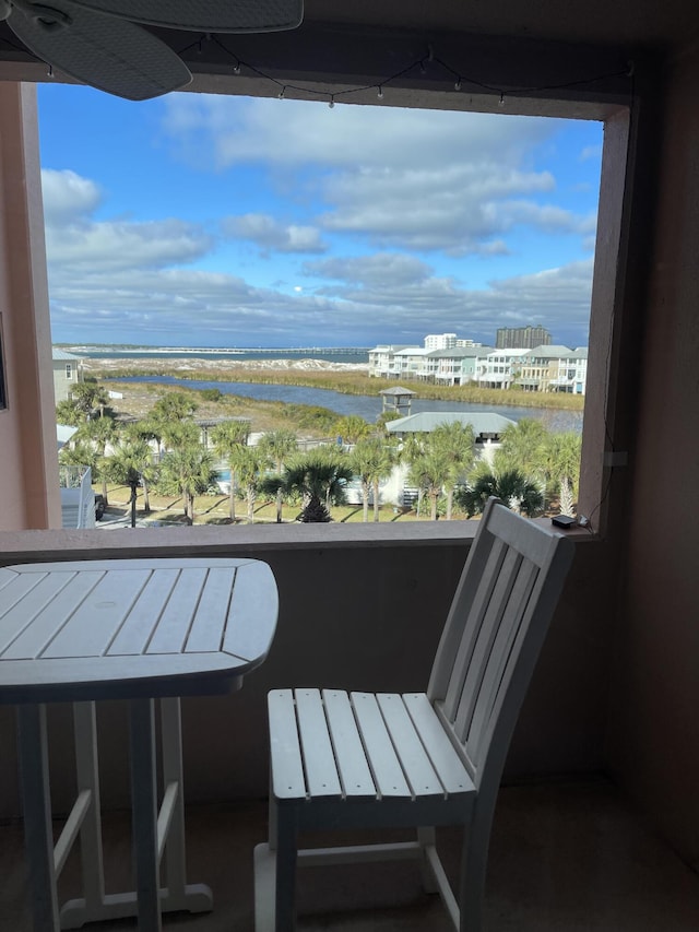 balcony with a water view