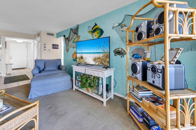 view of tiled living room