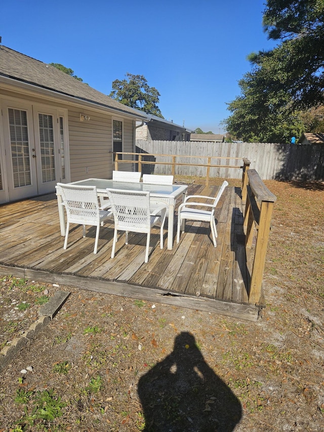 deck featuring french doors