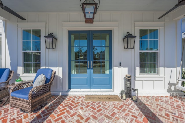 entrance to property featuring french doors