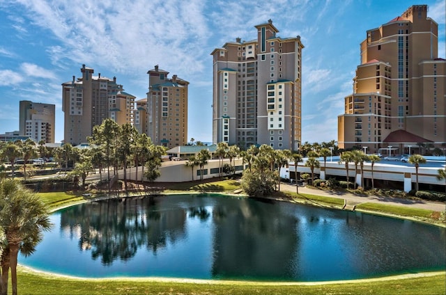 view of city with a water view