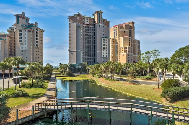 property's view of city with a water view