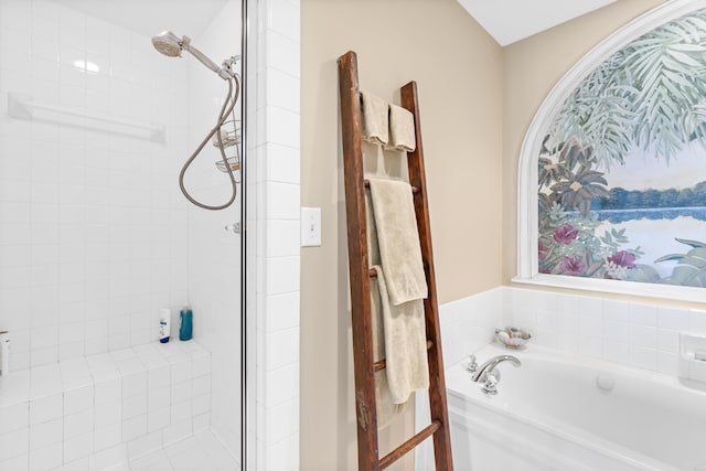 bathroom with plus walk in shower