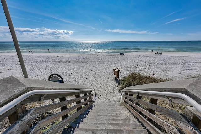 view of water feature featuring a view of the beach