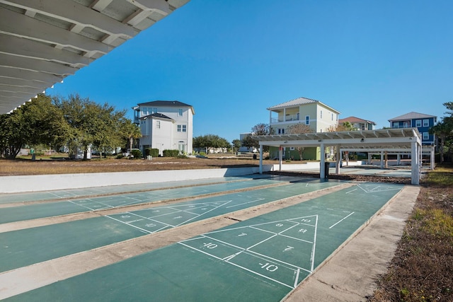 surrounding community with a pergola