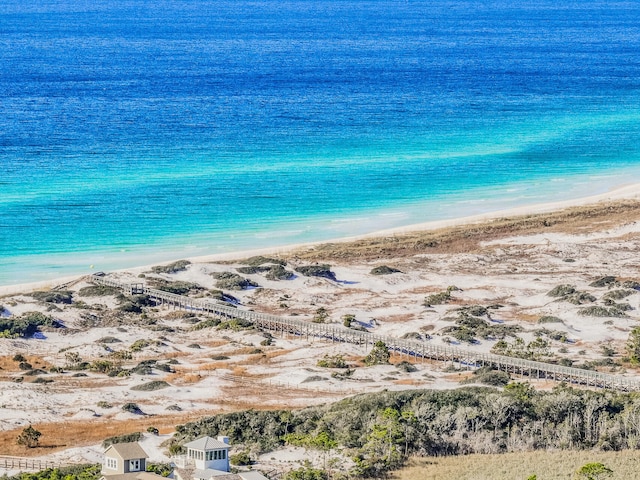 view of water feature with a beach view