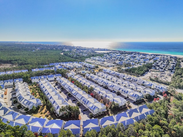 aerial view with a beach view and a water view