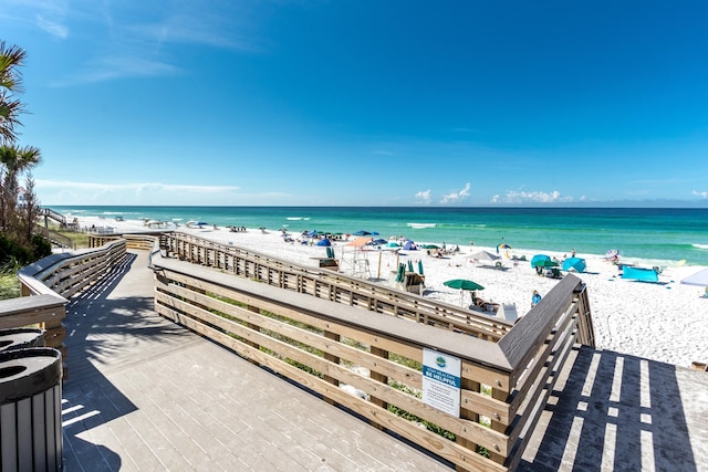 view of water feature featuring a beach view