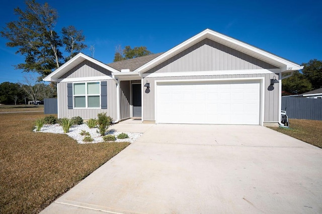 single story home with a garage