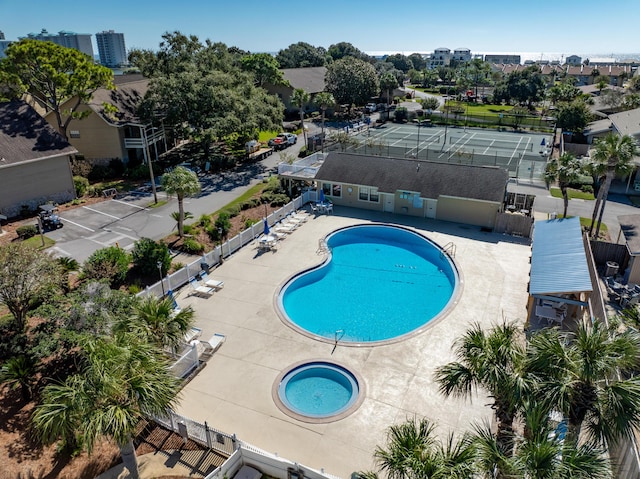 view of swimming pool with a patio area