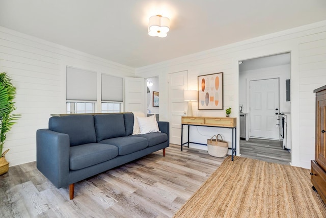 living room with hardwood / wood-style flooring