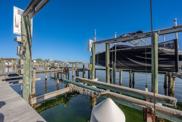 view of dock featuring a water view