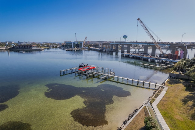 dock area featuring a water view