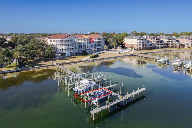 view of dock featuring a water view