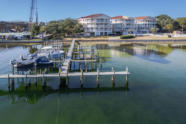 dock area featuring a water view