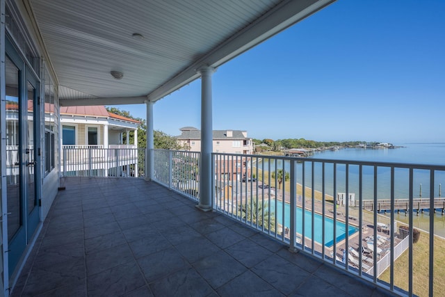 balcony with a water view