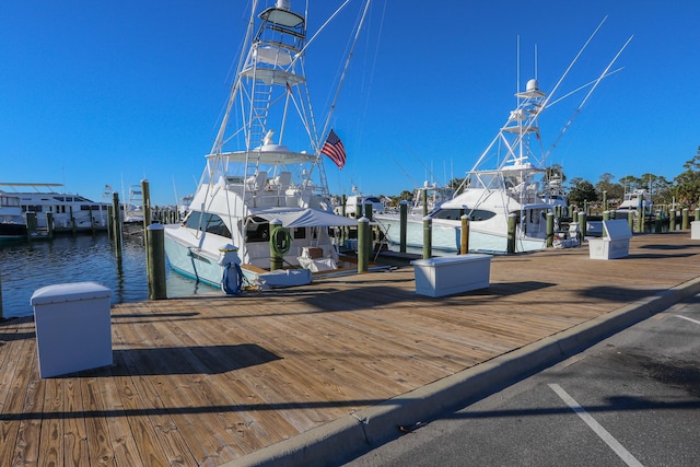 dock area featuring a water view