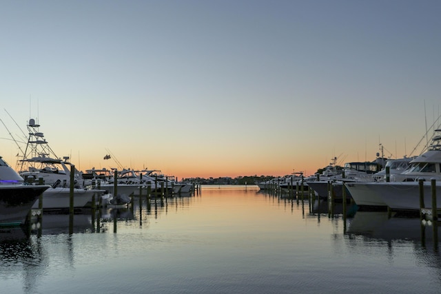 view of water feature featuring a dock