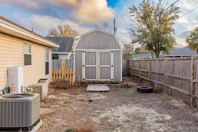 view of outbuilding featuring central AC