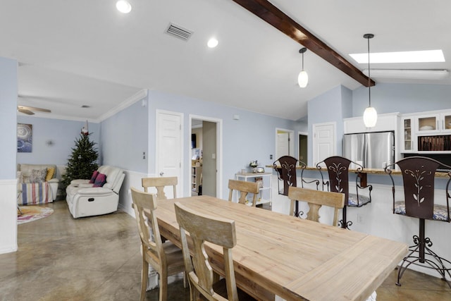 29 Santa Pine St, Santa Rosa Beach, FL 32459 - dining area with lofted ceiling with beams and ceiling fan