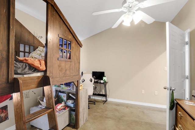 29 Santa Pine St, Santa Rosa Beach, FL 32459 - office space featuring light carpet, ceiling fan, and lofted ceiling