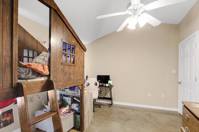 29 Santa Pine St, Santa Rosa Beach, FL 32459 - office featuring ceiling fan, light colored carpet, and vaulted ceiling