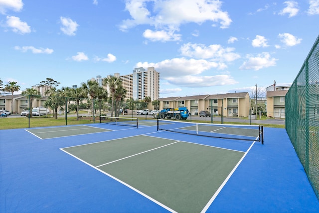 view of tennis court with basketball court