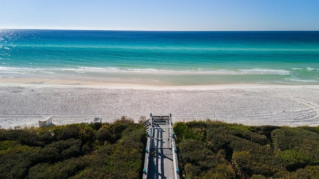 property view of water featuring a beach view