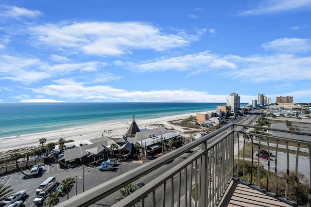 property view of water with a beach view