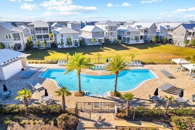 view of pool featuring a patio area