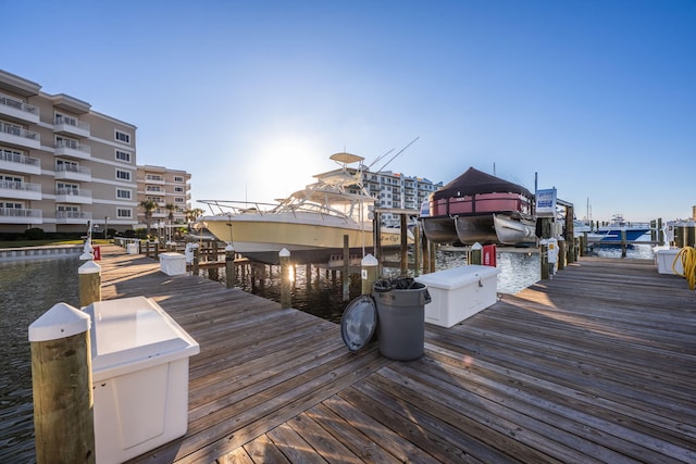 view of dock featuring a water view