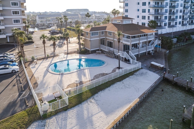 view of swimming pool with a patio