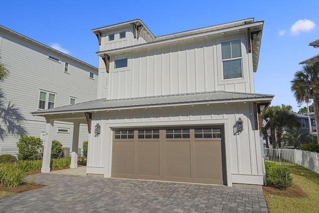 view of front of home with a garage