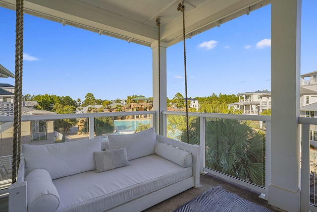 view of unfurnished sunroom