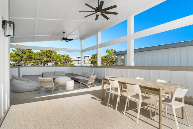 view of patio with ceiling fan