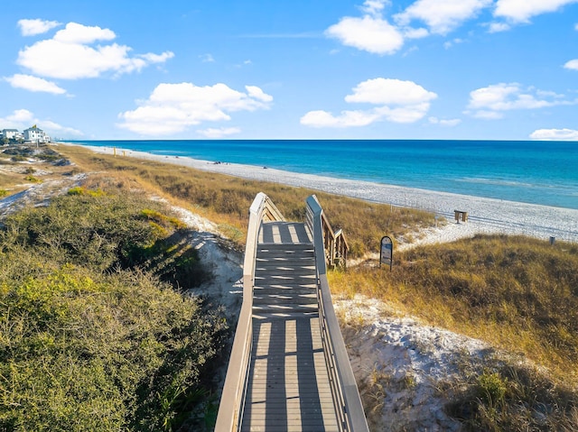 property view of water featuring a view of the beach