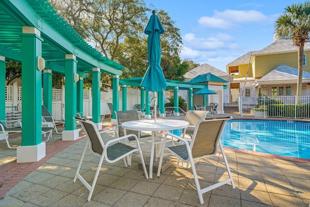 view of pool featuring a patio