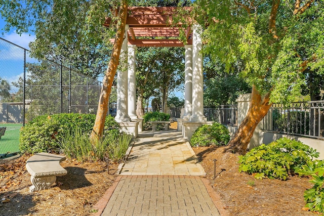 exterior space featuring a pergola